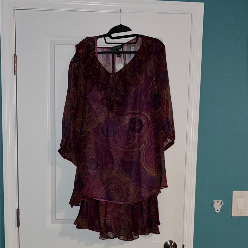 Purple Paisley with Ruffle Details Ralph Lauren skirt and shirt bundle